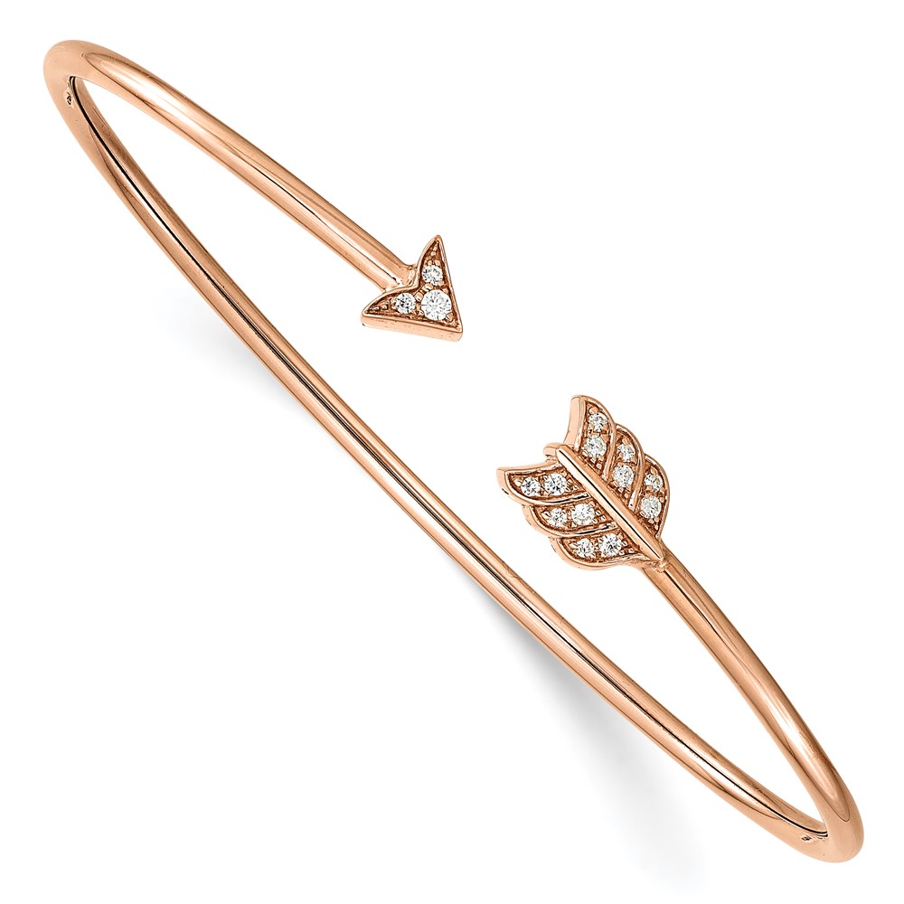 BM8401-011-RA-1.jpg 14k Rose Gold 1/10 carat Lab Grown Diamond VS/SI+ G+ Complete Arrow Cuff Flexible Bangle Bracelet - Image 1