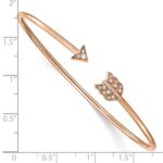 14k Rose Gold Polished Complete 1/10 carat Diamond Arrow Flexible Cuff Bangle Bracelet - Image 3