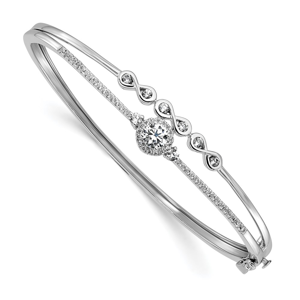 BM9693-100-WAA.jpg 14k White Gold 1 carat Lab Grown Diamond VS/SI+ G+ Double Strand Infinity and Round Complete Bangle Bracelet - Image 1
