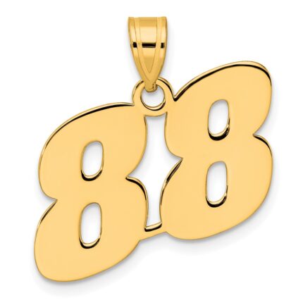 14k Polished Block Number 88 Pendant