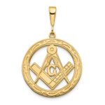 14k Polished and Textured Large Masonic Symbol Pendant