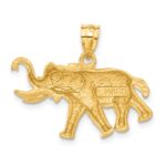 14k Satin Diamond-cut Elephant Pendant - Image 3