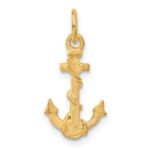 14k 3-D Satin Diamond-cut Anchor with Rope Charm - Image 3