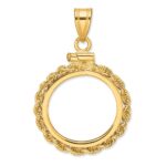 Wideband Distinguished Coin Jewelry 10k Polished Rope 16.5mm x 1.35mm Screw Top Coin Bezel Pendant