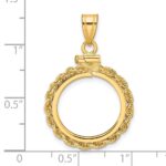 Wideband Distinguished Coin Jewelry 10k Polished Rope 16.5mm x 1.35mm Screw Top Coin Bezel Pendant - Image 4