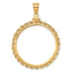 Wideband Distinguished Coin Jewelry 14k Polished Rope 32.7mm x 3mm Screw Top Coin Bezel Pendant - Image 3