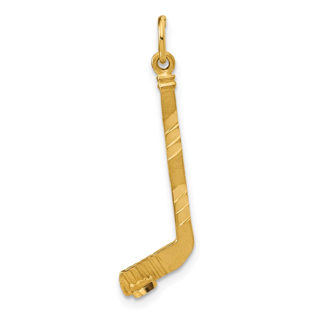 C1232.jpg 14k Satin Diamond-cut Hockey Stick Charm - Image 1