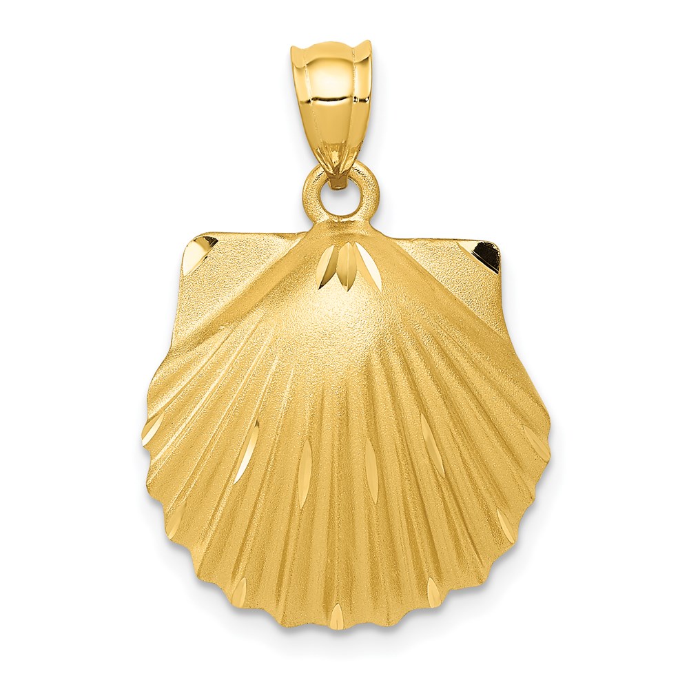 C129.jpg 14k Diamond-cut Seashell Pendant - Image 1