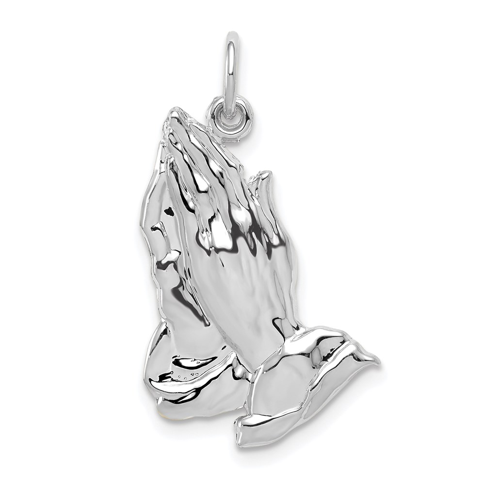 C1305W.jpg 14k White Gold Praying Hands Pendant - Image 1