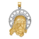14k Tri-color Diamond-cut Large Jesus Pendant - Image 4