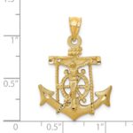 14k Satin Diamond-cut Mariners Crucifix Pendant - Image 3