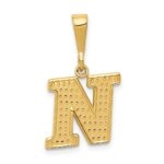 14k Textured Initial N Charm