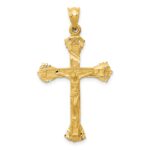 14k Satin Diamond-cut Crucifix Charm