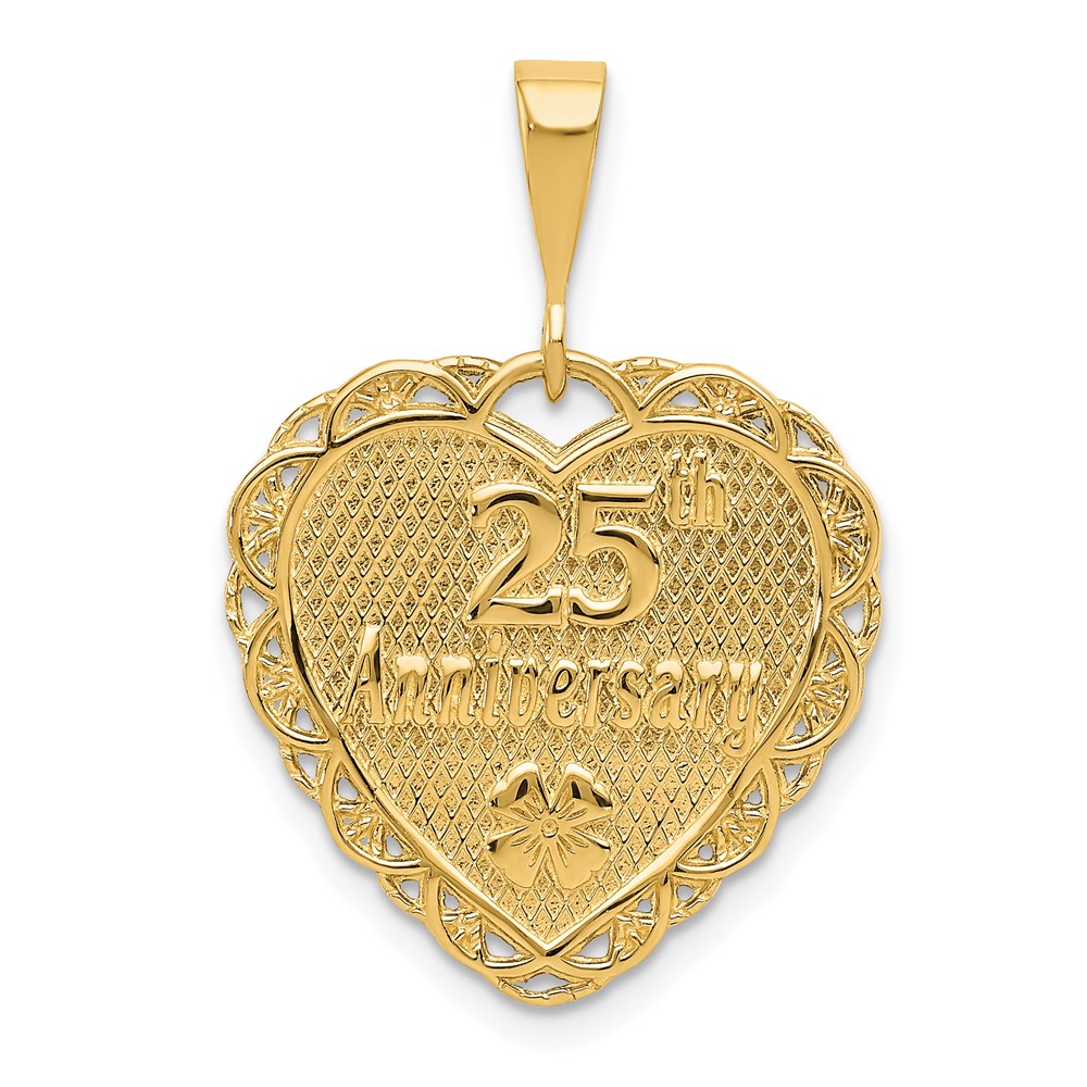 C1672.jpg 14k Reversible 25th ANNIVERSARY / OUR LOVE GROWS STRONGER EVERY YEAR Charm - Image 1
