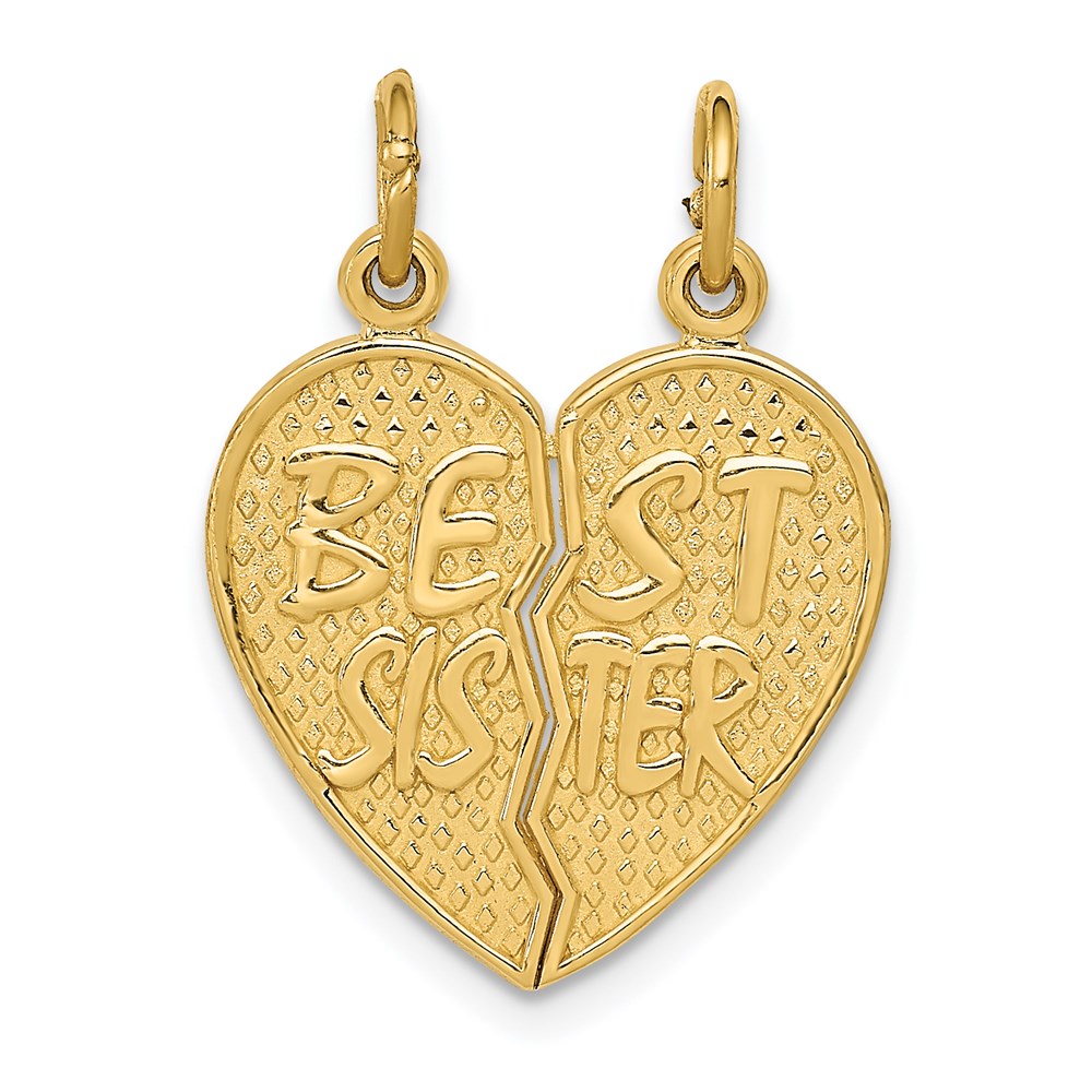 C1689.jpg 14k BEST SISTER 2-Piece Break-apart Heart Charm - Image 1
