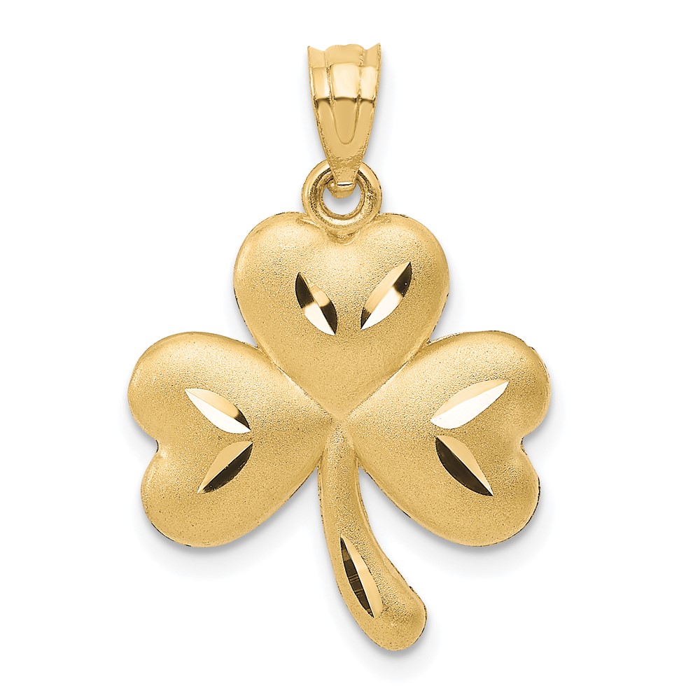C1742.jpg 14k Satin Diamond-cut Shamrock Charm - Image 1