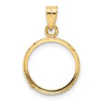 Wideband Distinguished Coin Jewelry 14k Polished and Diamond-cut 14.0mm Prong Coin Bezel Pendant - Image 3