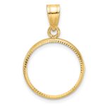 Wideband Distinguished Coin Jewelry 14k Polished and Diamond-cut 16.5mm Prong Coin Bezel Pendant