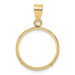 Wideband Distinguished Coin Jewelry 14k Polished and Diamond-cut 18.0mm Prong Coin Bezel Pendant - Image 3