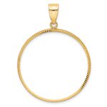 Wideband Distinguished Coin Jewelry 14k Polished and Diamond-cut 32.0mm Prong Coin Bezel Pendant