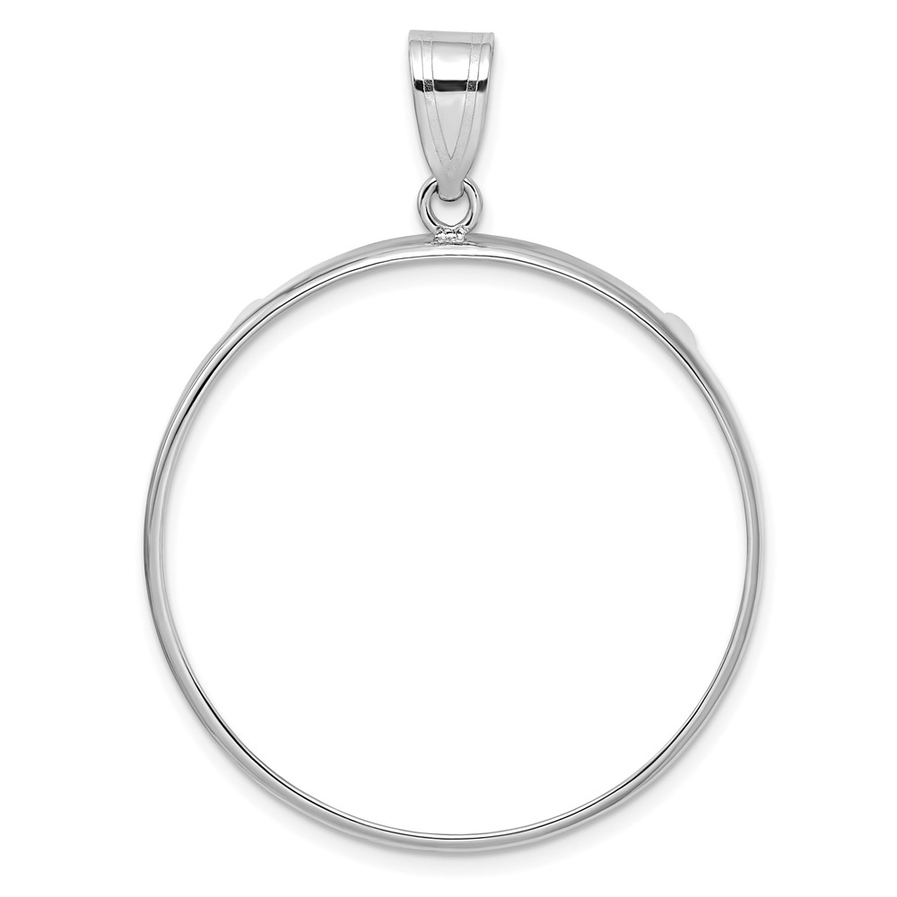 C1801W_32.7.jpg Wideband Distinguished Coin Jewelry 14k White Gold Polished 32.7mm Prong Coin Bezel Pendant - Image 1