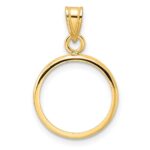 Wideband Distinguished Coin Jewelry 14k Polished 14.0mm Prong Coin Bezel Pendant