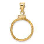 Wideband Distinguished Coin Jewelry 14k Polished and Diamond-cut 16.5mm x 1.35mm Screw Top Coin Bezel Pendant