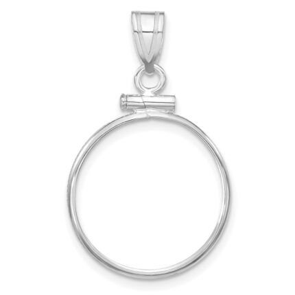 Wideband Distinguished Coin Jewelry 14k White Gold Polished 17.8mm x 1.35mm Screw Top Coin Bezel Pendant