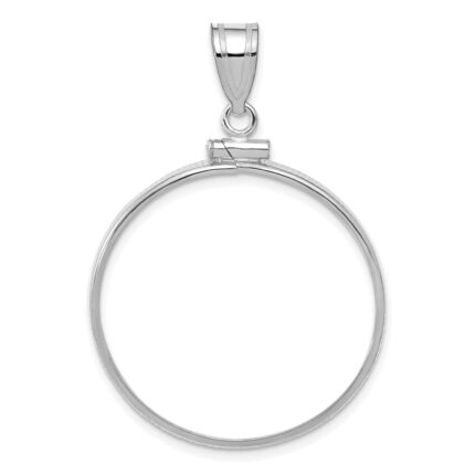 Wideband Distinguished Coin Jewelry 14k White Gold Polished 27.0mm x 2.35mm Screw Top Coin Bezel Pendant