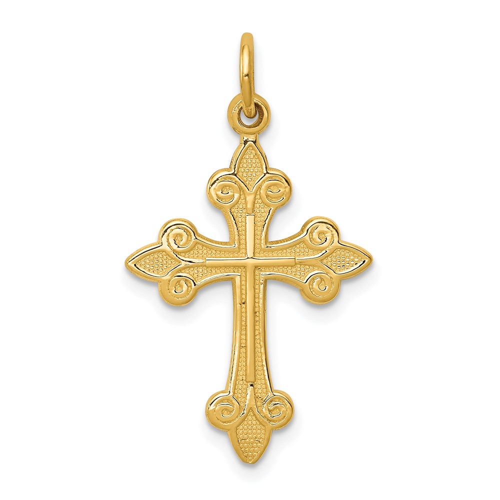 C1957.jpg 14k Fleur De Lis Cross Pendant - Image 1