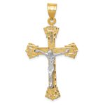 14k Two-tone Diamond-cut Crucifix Pendant