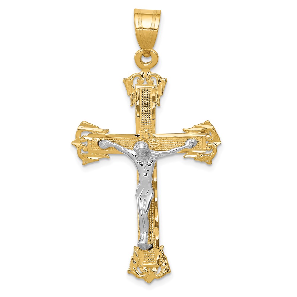 C2000.jpg 14k Two-tone Diamond-cut Crucifix Pendant - Image 1
