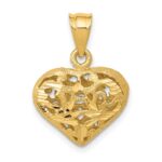 14K Polished 3-D Filigree Puffed Heart Pendant
