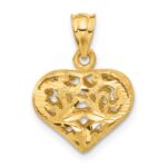 14K Polished 3-D Filigree Puffed Heart Pendant - Image 3