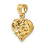14K Polished 3-D Filigree Puffed Heart Pendant - Image 4