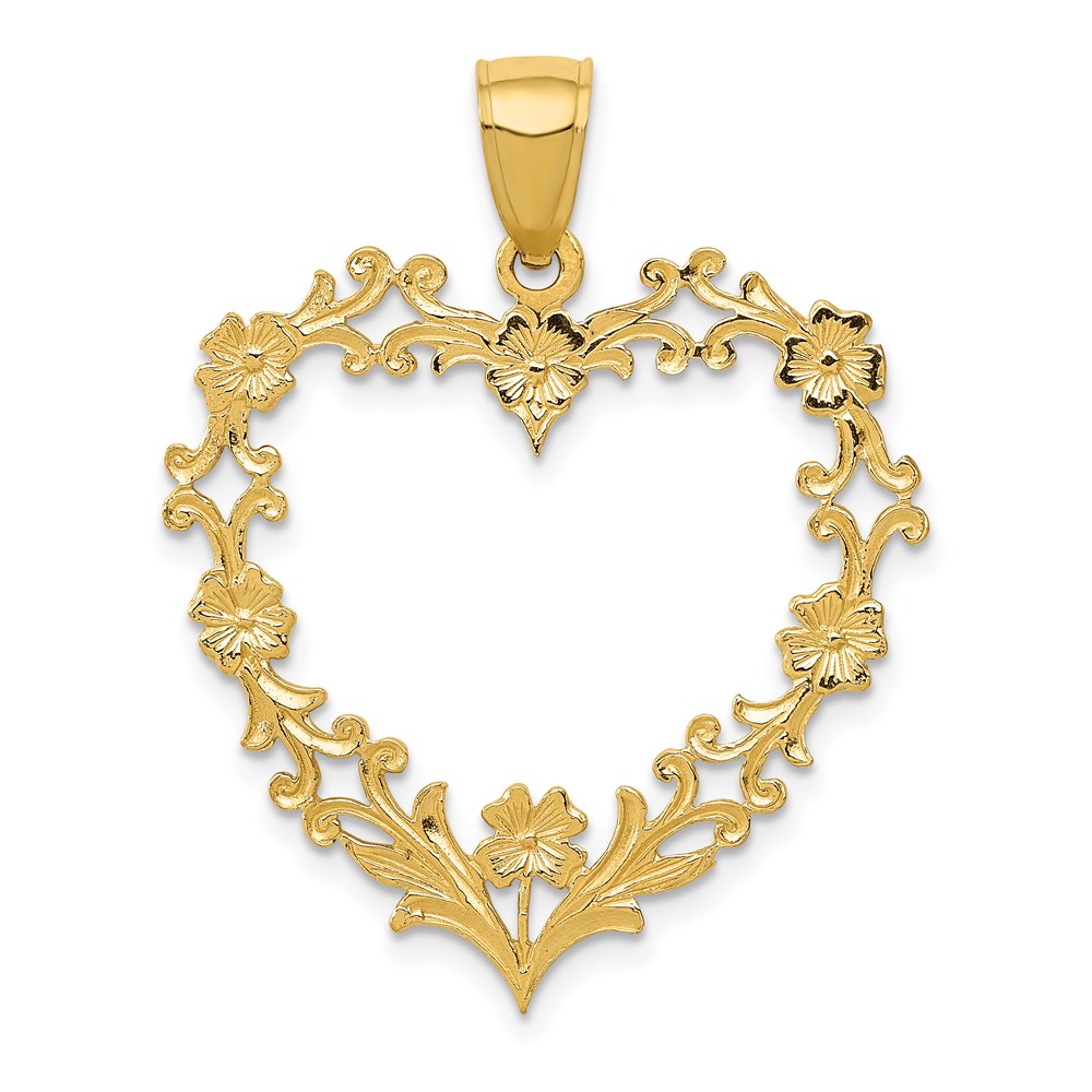 C2149.jpg 14K Polished Floral Border Heart Pendant - Image 1