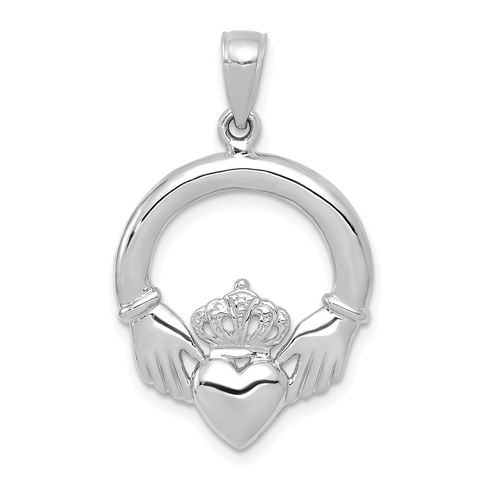 C2192W.jpg 14k White Gold Polished Claddagh Pendant - Image 1