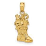 14k Solid Polished 3-D Christmas Stocking Charm