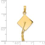 14k Solid Polished 3-D Graduation Cap with Moveable Tassel Pendant - Image 5