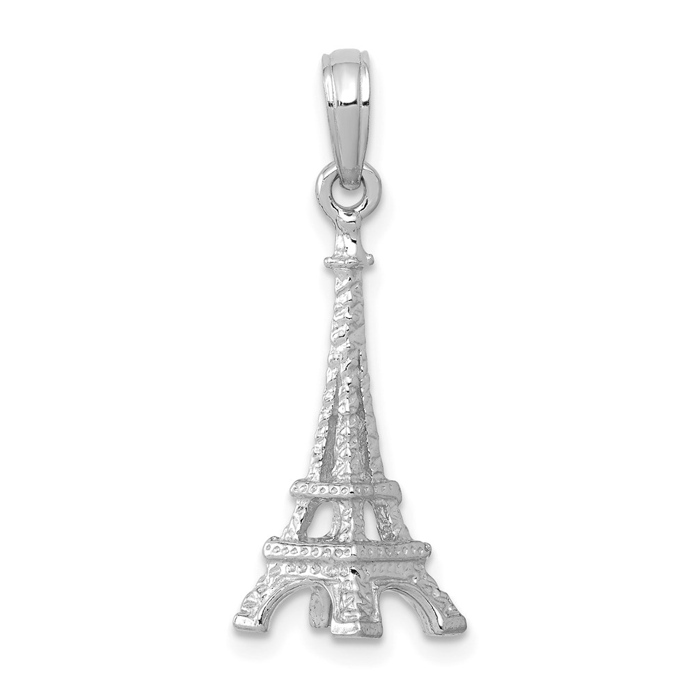C2235W.jpg 14k White Gold Solid Polished 3-D Eiffel Tower Charm - Image 1