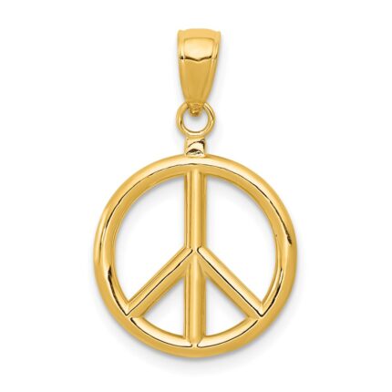 14k 3-D Polished Peace Sign Charm