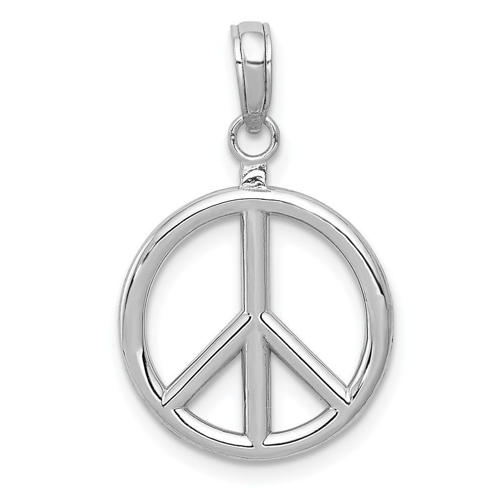 C2247W.jpg 14k White Gold 3-D Polished Peace Sign Charm - Image 1