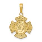 14k Polished Small Solid St. Florian F.D. Badge Pendant