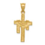 14k Satin Draped Cross Pendant - Image 4