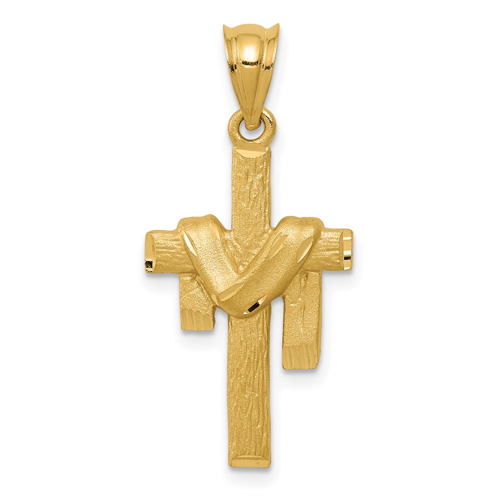 C227.jpg 14k Satin Draped Cross Pendant - Image 1