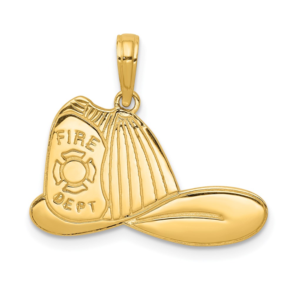 C2270.jpg 14k Large FIRE DEPT Firefighter Helmet Pendant - Image 1