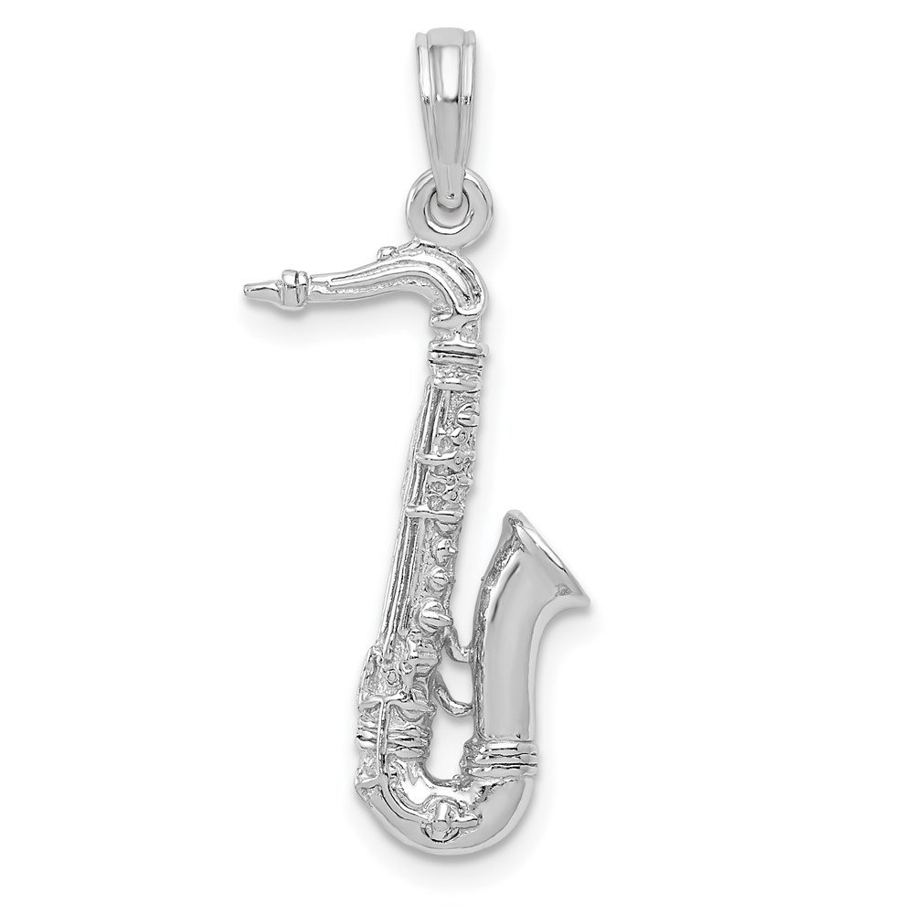 C2276W.jpg 14K White Gold Solid Polished 3-D Saxophone Charm - Image 1