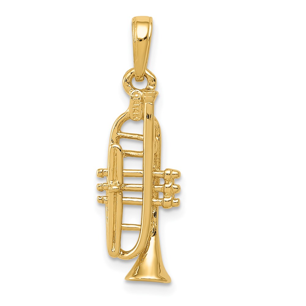 C2277.jpg 14K Solid Polished 3-D Trumpet Pendant - Image 1
