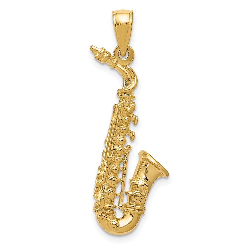 C2281.jpg 14k Solid Polished 3-D Saxophone Pendant - Image 1