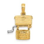 14k and White Rhodium Polished 3-D Moveable Wishing Well Charm - Image 3